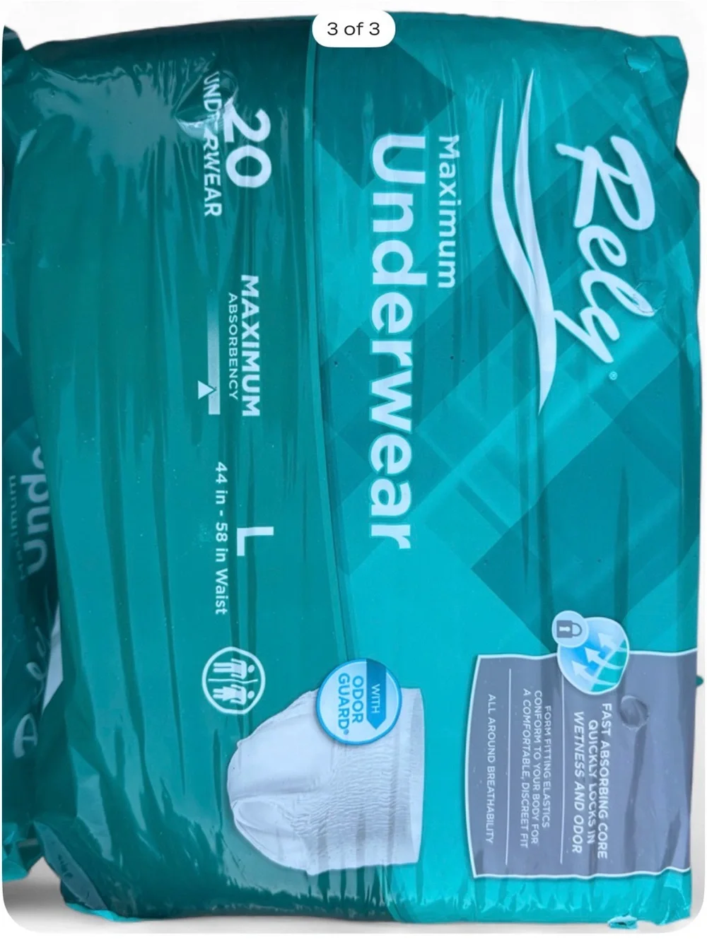 Maximum Underwear Briefs for Men — Teal, Large (Pack of 20)